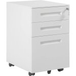 Caisson de bureau en acier et nylon, caisson de rangement avec serrures et roulettes, 39x45x60 cm blanc ...