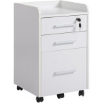 Caisson de bureau rangement bureau sur roulettes 3 tiroirs 1 verrouillable 1 trieur dossiers blanc