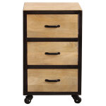 Miliboo - caisson de bureau  roulettes 3 tiroirs industriel bois massif et mtal noir industria