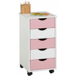 Caisson de bureau lagos l 35 cm, en bois - blanc et rose