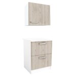Caissons de cuisine - 1 meuble bas & 1 meuble haut - 2 tiroirs & 1 porte - naturel clair & blanc - trattoria ... Caissons de cuisine - 1 meuble bas & 1 meuble haut - 2 tiroirs & 1 porte - naturel clair & blanc - trattoria ...