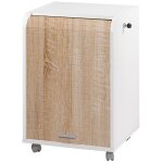 Caisson � rideau sur roulettes 2 tiroirs blanc et bois clair orga 70cm