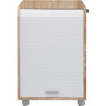 Caisson � rideau sur roulettes 2 tiroirs bois clair et blanc orga 70cm