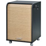 Caisson � rideau sur roulettes 2 tiroirs noir et bois clair orga 70cm