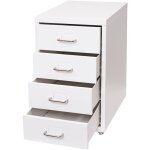 Hhg - caisson � roulettes boston t851, armoire � tiroirs, en acier, 48x28x41cm, 4 tiroirs, blanc