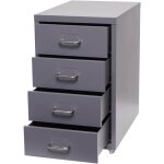 Hhg - caisson � roulettes boston t851, armoire � tiroirs, en acier, 48x28x41cm, 4 tiroirs, gris fonc� ...