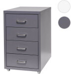 Mendler - caisson � roulettes boston t851, armoire � tiroirs, en acier, 48x28x41cm, 4 tiroirs - gris ...
