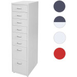 Mendler - caisson  roulettes boston t851, placard en acier, 109x28x44cm 8 tiroirs - rouge