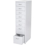 Hegele - caisson  roulettes boston t851, placard  tiroirs en acier, 109x28x44 cm 8 tiroirs, blanc