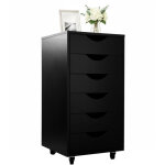 Caisson � roulettes relaxdays, 6 tiroirs, h x l x p : 78 x 40 x 40 cm, meuble de bureau, noir