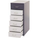 Caisson � tiroirs sur roulettes rangement bureau 6 tiroirs 69x28x41cm en acier gris fonc� blanc noir ...