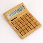 Calculatrice lectronique multifonctionnelle en bambou, compteur  12 chiffres, solaire et batterie, ...