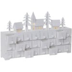 Calendrier de l'avent led star trading  yuletide  en bois, blanc, 24 tiroirs + motifs hivernaux, 4 ...