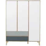 Calicosy - armoire 3 portes 2 tiroirs larvik - fabrication franaise