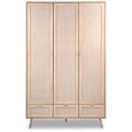 Calicosy ? armoire 3 portes 3 tiroirs 2 penderies l120 cm ? impression rotin d�cor cannage ? pieds en ...
