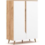 Calicosy - buffet haut 2 portes 90x42x132 cm blanc et naturel - marwa Calicosy - buffet haut 2 portes 90x42x132 cm blanc et naturel - marwa