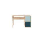 Calicosy - bureau 2 portes et 1 niche dcor chne clair et bleu - jason