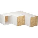 Calicosy - meuble tv d'angle 2 tiroirs et 1 niche l90 cm - compact
