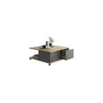 Fmd - table basse carrée 70 cm avec 2 tiroirs chêne et anthracite Fmd - table basse carrée 70 cm avec 2 tiroirs chêne et anthracite