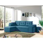 Bestmobilier - california - canap d'angle rversible et convertible avec coffre de rangement - bleu ...