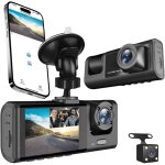 Cam�ra embarqu�e 1080p haute d�finition, enregistreur de conduite � 3 objectifs, contr�le par application ...