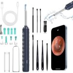 Cam�ra d'inspection otoscope oreille 1080p hd 3, 5mm ip67 �tanche nettoyant oreille avec 6 lumi�res led ...