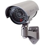 Camera de securite factice boule ip44 alimentation par piles exterieur fixation murale incluse gris