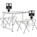 Camping table 4 chairs set foldable aluminum adjustable height