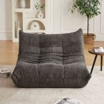 Canap� 2 places en chenille - fauteuil lounge au sol avec mousse � m�moire (gris)