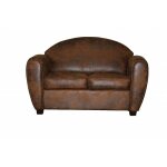 Meubletmoi - canapé 2 places 144 cm simili marron effet vieilli style club - cuba Meubletmoi - canapé 2 places 144 cm simili marron effet vieilli style club - cuba