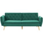 Beliani - canapé 2 places convertible en lit double revêtement en velours vert foncé et piètement en ... Beliani - canapé 2 places convertible en lit double revêtement en velours vert foncé et piètement en ...