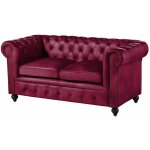 Massivmoebel24 - canap� 2 places en cuir v�ritable bordeaux chesterfield 402