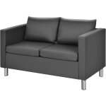 Costway - canap 2 places moderne en cuir pu avec coussin souple et pieds en mtal pour salon, rception, ...