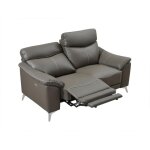 Vente - unique - canap 2 places relax lectrique en cuir metronomya - taupe