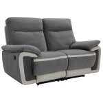 Vente - unique - canapé 2 places relax électrique en velours metti - gris et bandes écru Vente - unique - canapé 2 places relax électrique en velours metti - gris et bandes écru