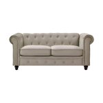 Paris prix - canapé 2 places velours 'chesterfield' 157cm taupe Paris prix - canapé 2 places velours 'chesterfield' 157cm taupe