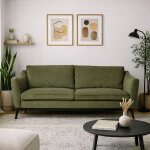 Canap� 2 places en velours c�tel� vert et noir - jadeo