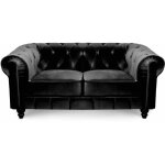 Canapé 2 places velours noir chesterfield Canapé 2 places velours noir chesterfield