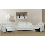 Canaps 3 places 2 places et un fauteuil relax evasion en cuir - blanc ivoire