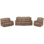 Vente - unique - canaps 3 places 2 places et un fauteuil relax en microfibre hernani - taupe