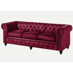 Massivmoebel24 - canap� 3 places en cuir v�ritable bordeaux chesterfield 403