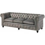 Canap� 3 places en cuir v�ritable gris chesterfield 203