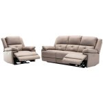 Vente - unique - canap� 3 places et fauteuil relax �lectrique en tissu taupe dolene