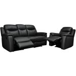 Vente - unique - canap 3 places et un fauteuil relax evasion en cuir - noir
