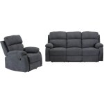 Vente - unique - canapé 3 places et un fauteuil relax en tissu tolzano - anthracite Vente - unique - canapé 3 places et un fauteuil relax en tissu tolzano - anthracite