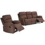 Vente - unique - canapé 3 places et un fauteuil relax en tissu tolzano - marron Vente - unique - canapé 3 places et un fauteuil relax en tissu tolzano - marron