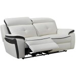Vente - unique - canapé 3 places relax électrique en cuir angelique - blanc / anthracite Vente - unique - canapé 3 places relax électrique en cuir angelique - blanc / anthracite