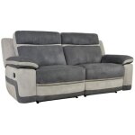Vente - unique - canapé 3 places relax en microfibre anthracite et bandes gris clair talca Vente - unique - canapé 3 places relax en microfibre anthracite et bandes gris clair talca