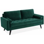 Sweeek - canapé 3 places scandinave fixe. droit. pieds bois velours vert anglais Sweeek - canapé 3 places scandinave fixe. droit. pieds bois velours vert anglais