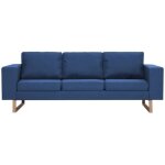 Vidaxl - canap  3 places tissu bleu